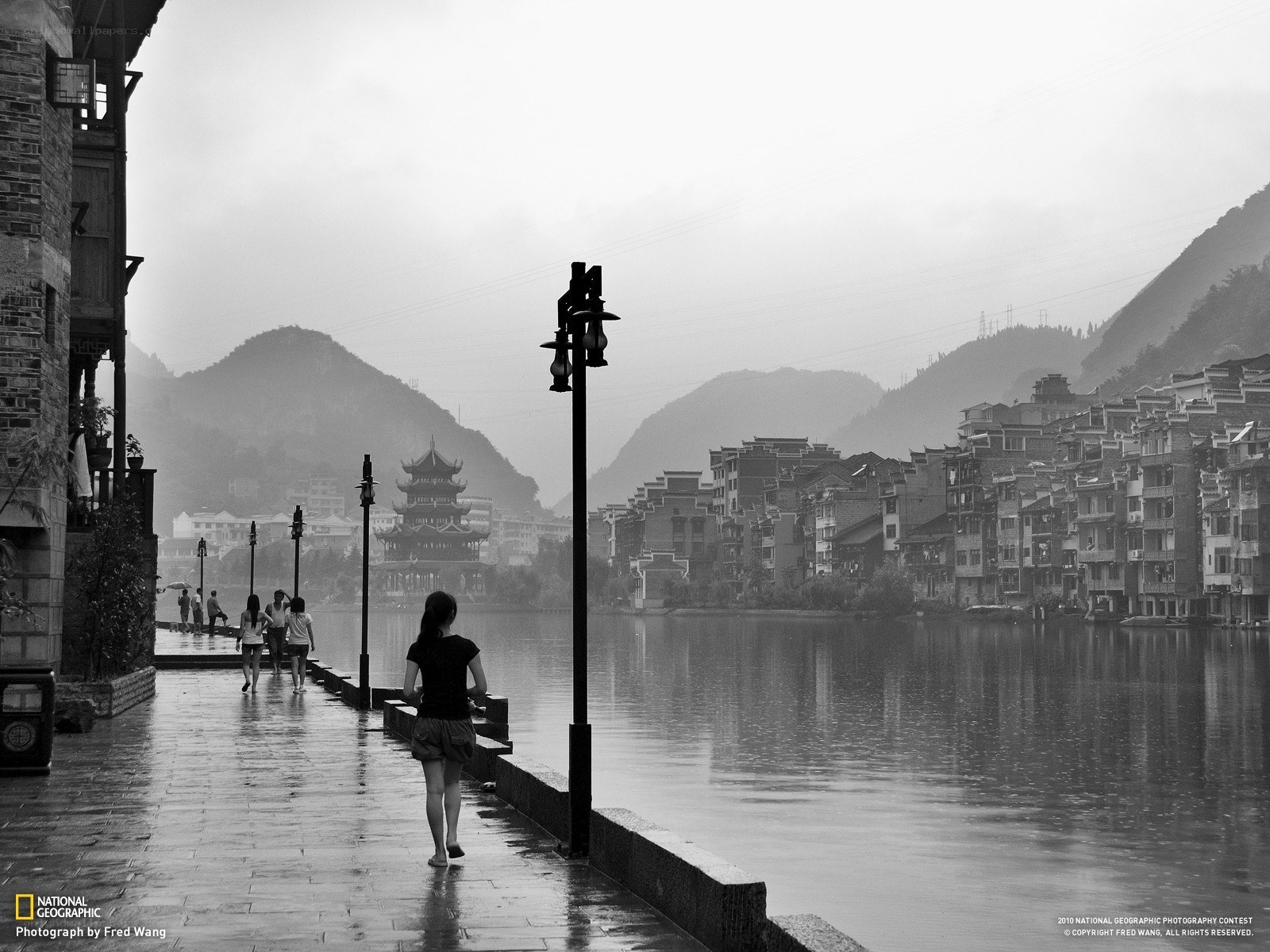 Rainy day by the river