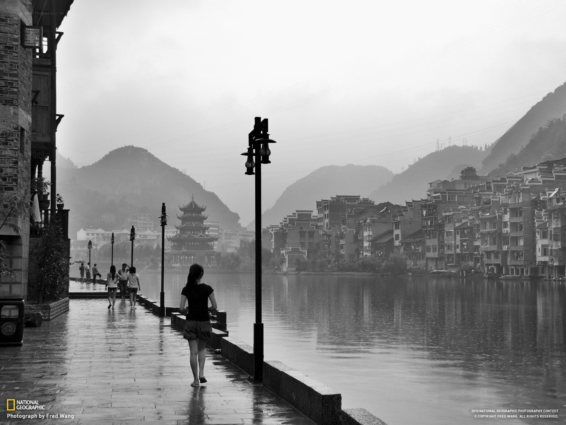 Rainy day by the river
