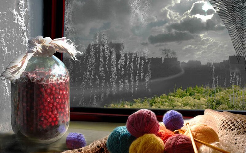 Rainy day crafts by the window