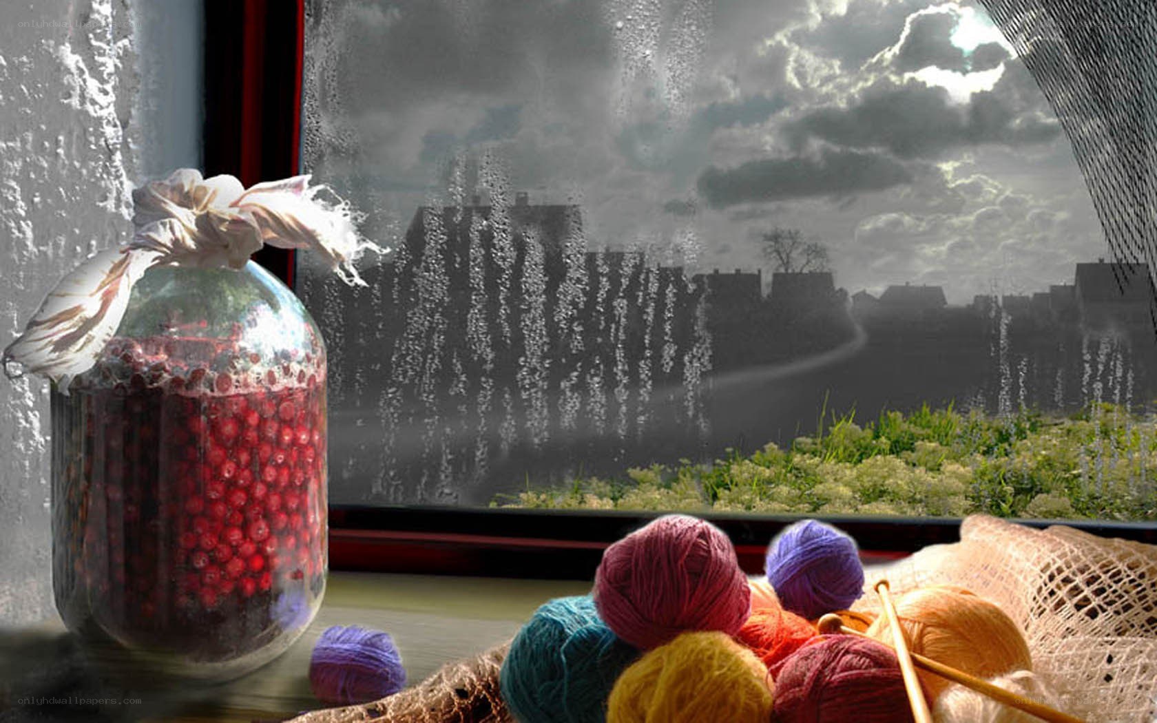 Rainy day crafts by the window
