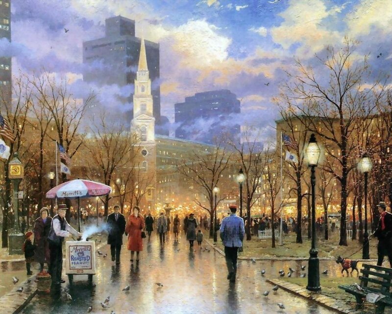 Rainy Day in Boston Square