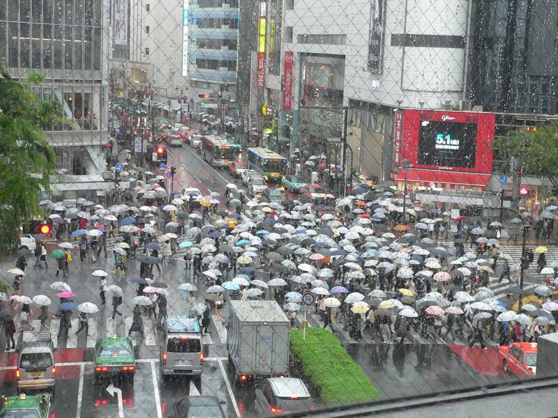 Rainy day in Tokyo street