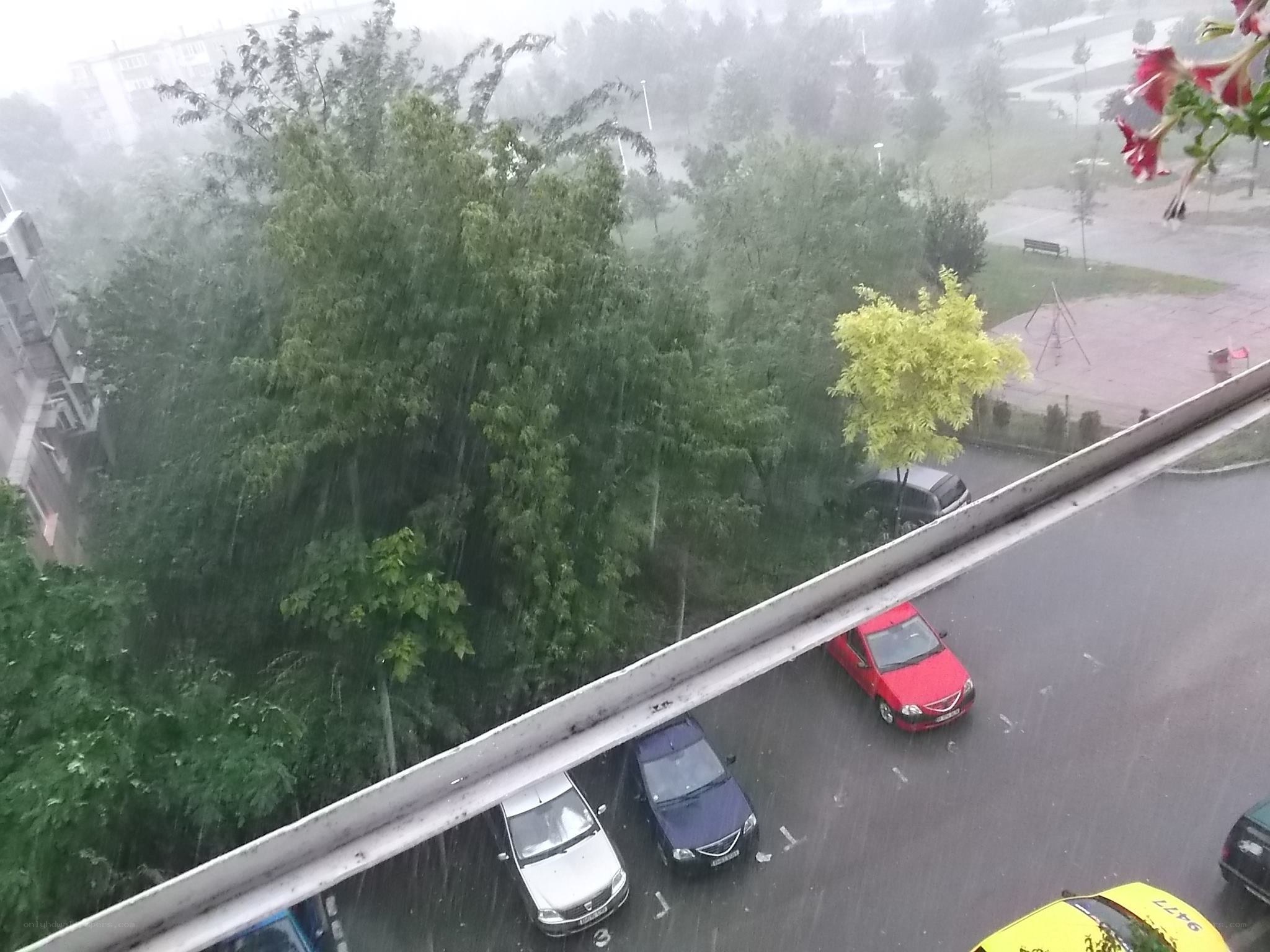 Rainy day view from balcony