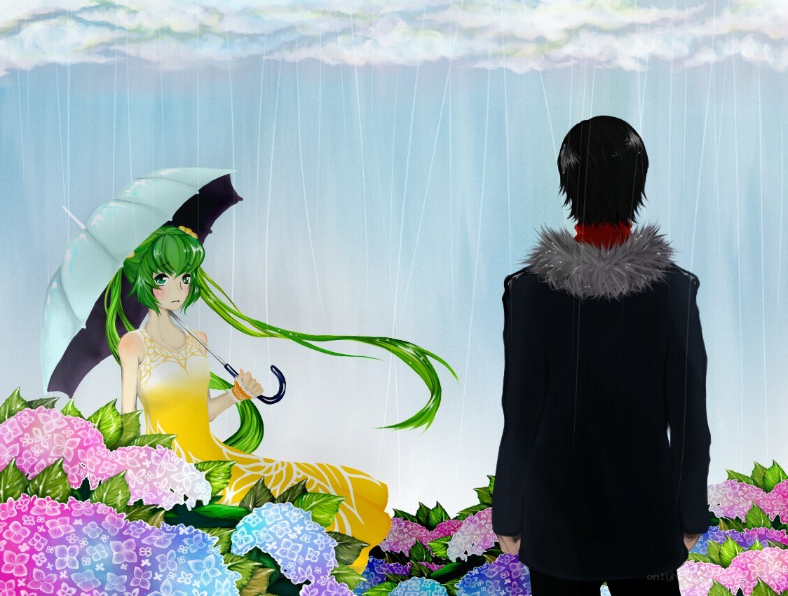 Rainy day with anime couple
