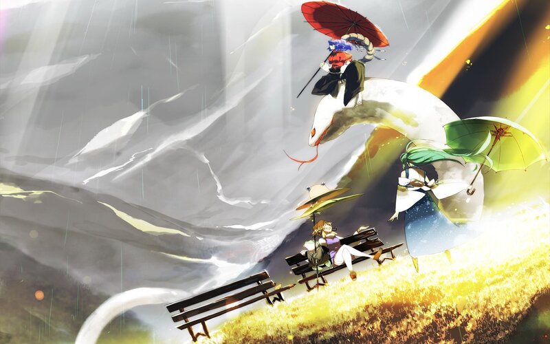 Rainy day with characters