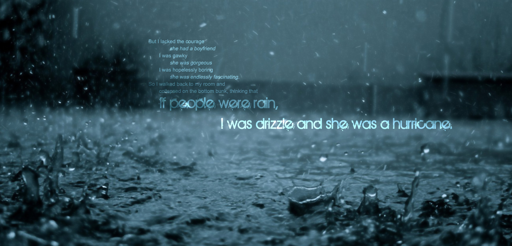 rainy day with text
