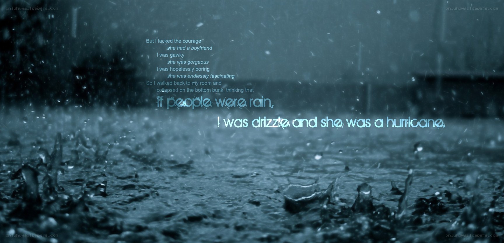 rainy day with text
