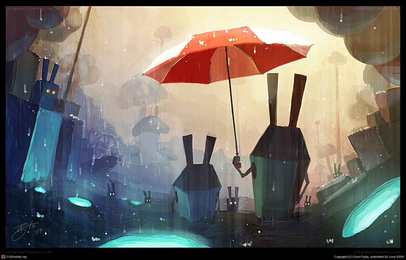Rainy day with umbrella