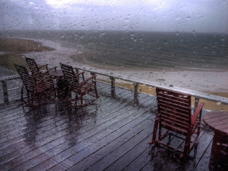 Rainy Deck with Chairs