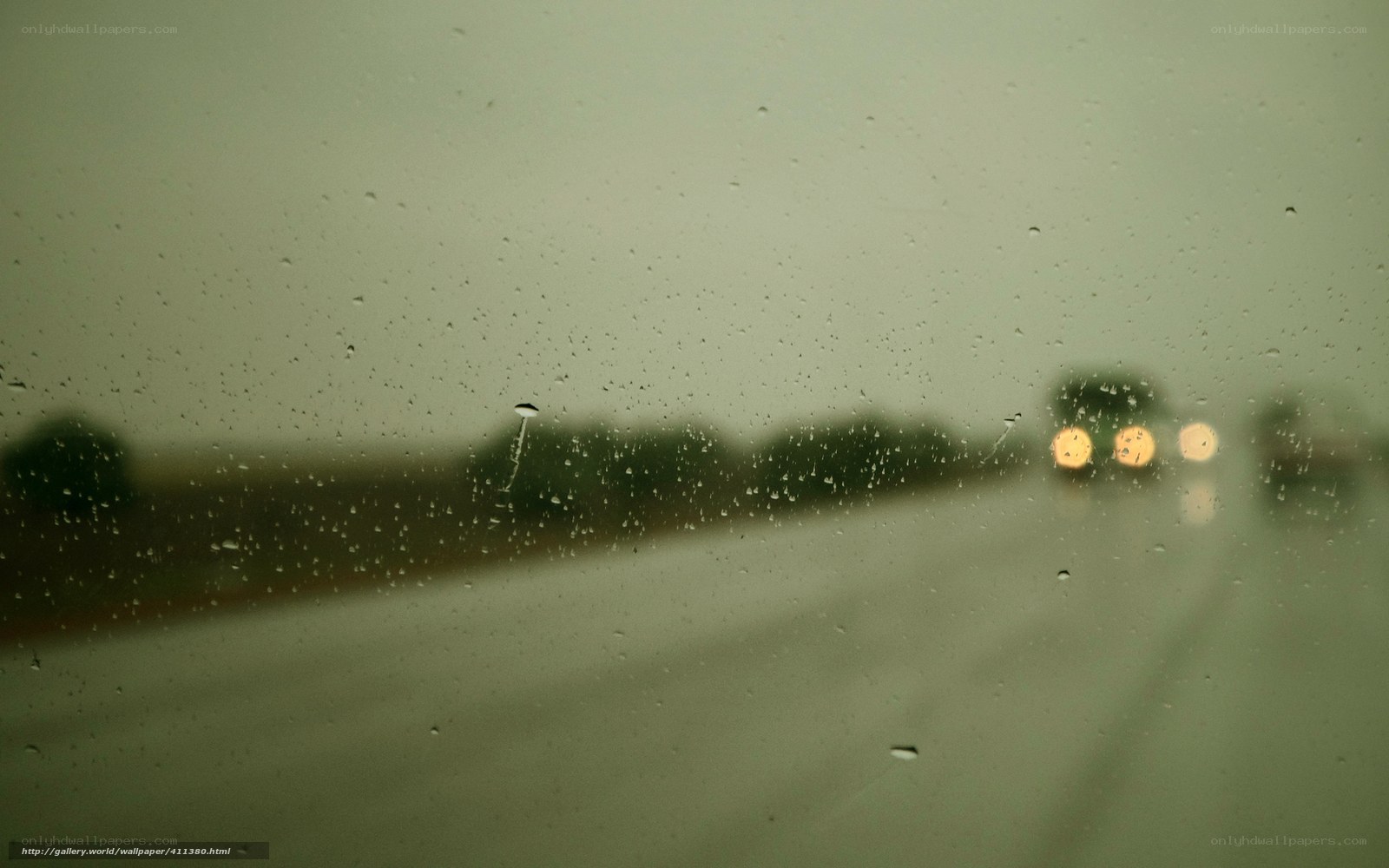 rainy drive at dusk