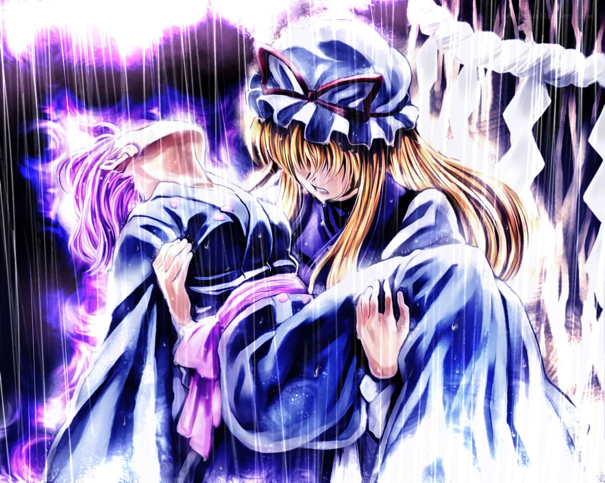 Rainy embrace in anime art
