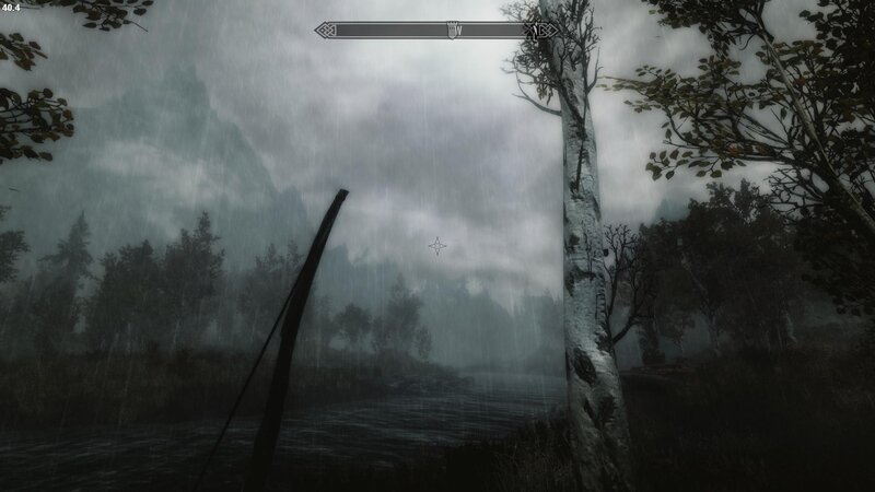 rainy forest scene in game