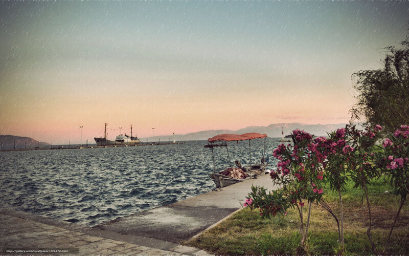 Rainy Harbor at Dusk
