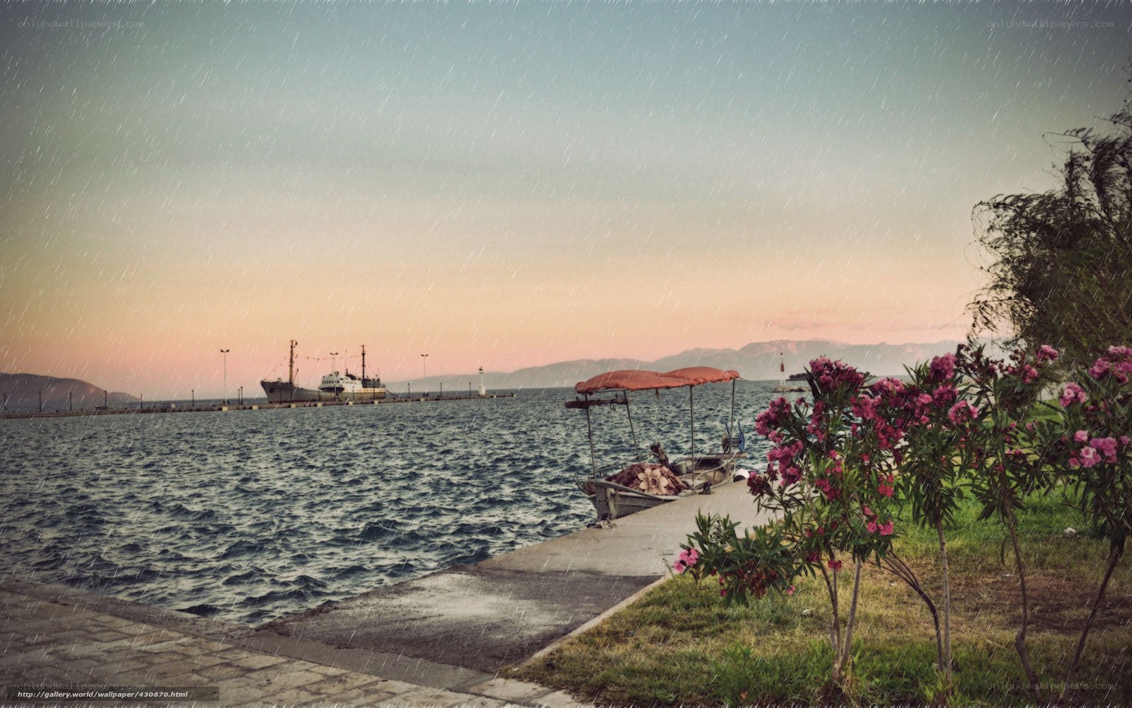 Rainy Harbor at Dusk