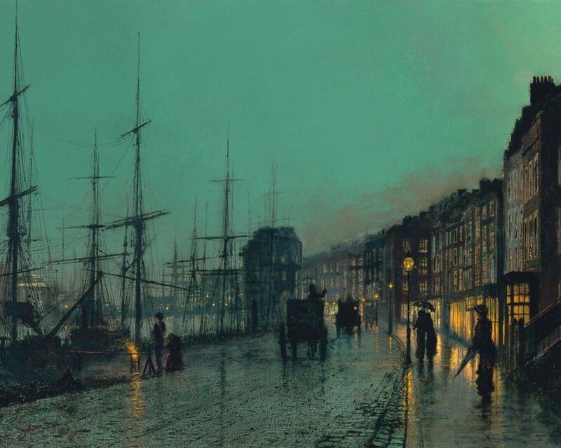 Rainy Harbor Street — Teal