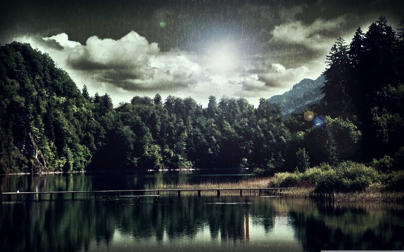 Rainy Lake with Dock