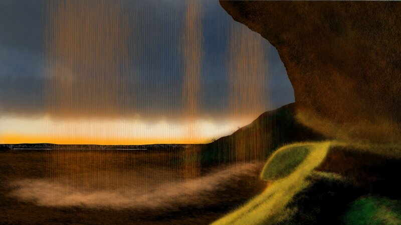 Rainy Landscape at Sunset