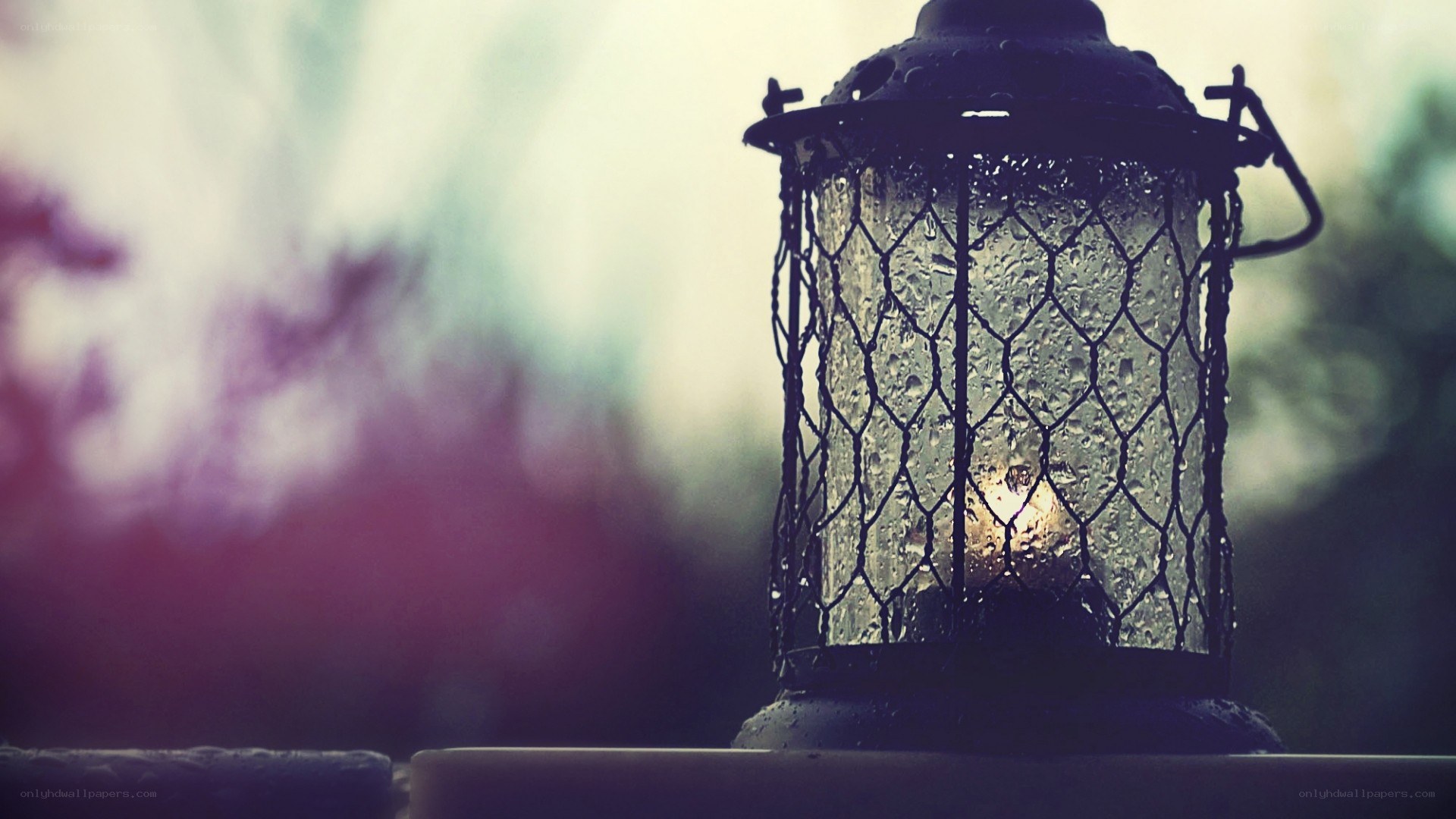 rainy lantern on a porch