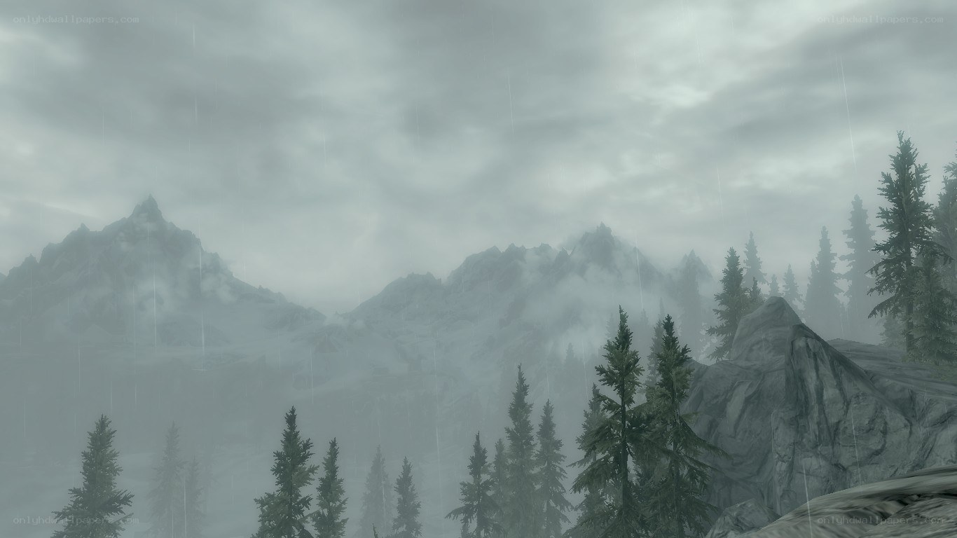 rainy mountain landscape