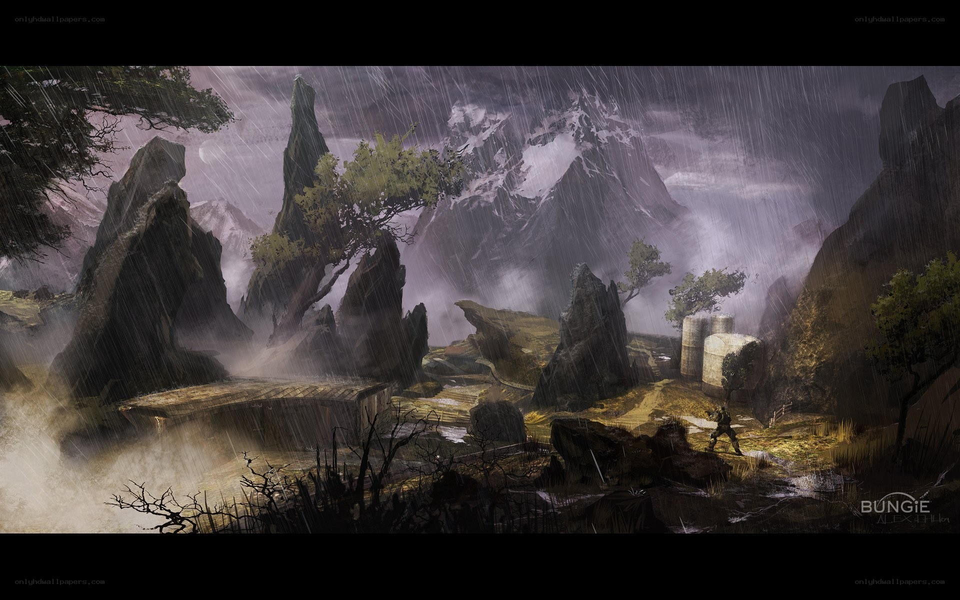 rainy mountain landscape