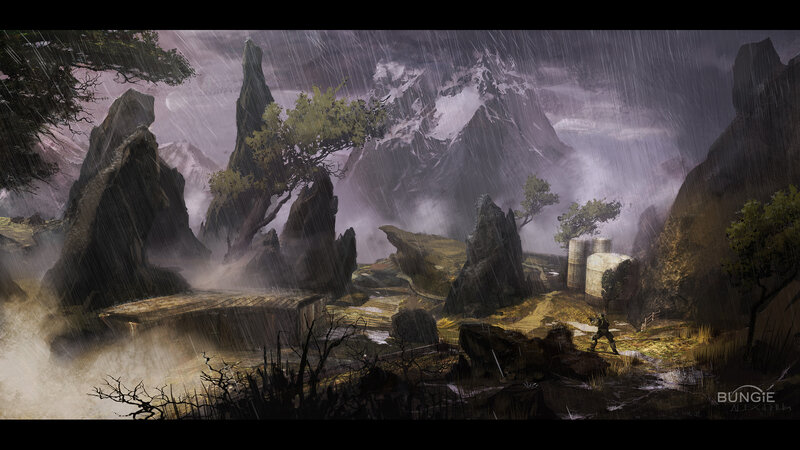 Rainy mountain landscape