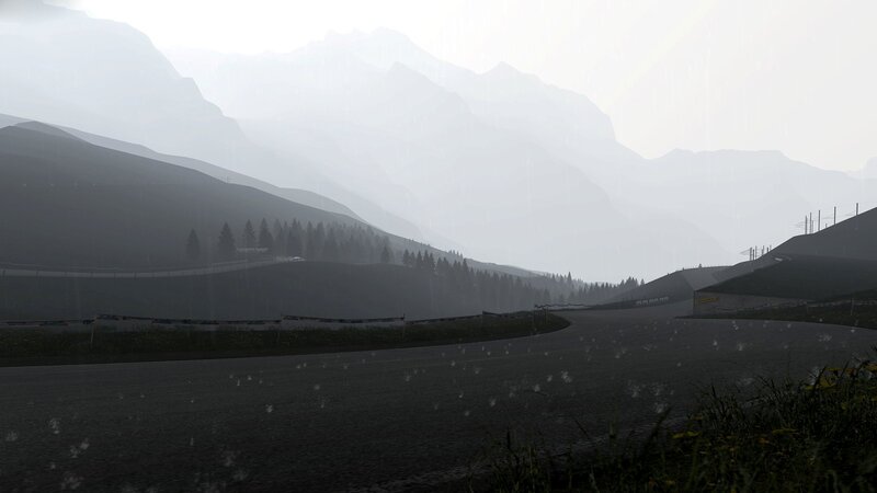 rainy mountain road scene
