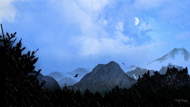 Rainy Mountains at Night