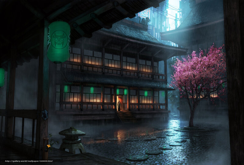 Rainy night at a traditional Japanese inn