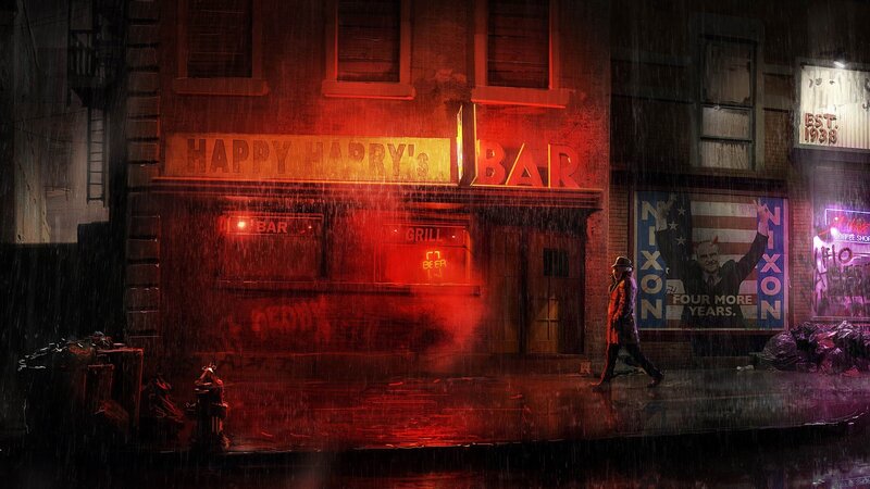 Rainy night at Happy Harry's Bar