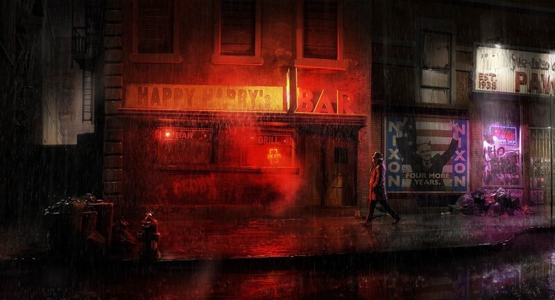 Rainy night at Happy Harry's Bar