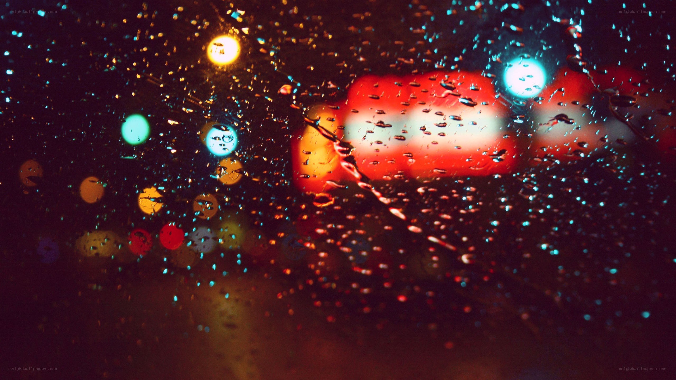 rainy night city lights