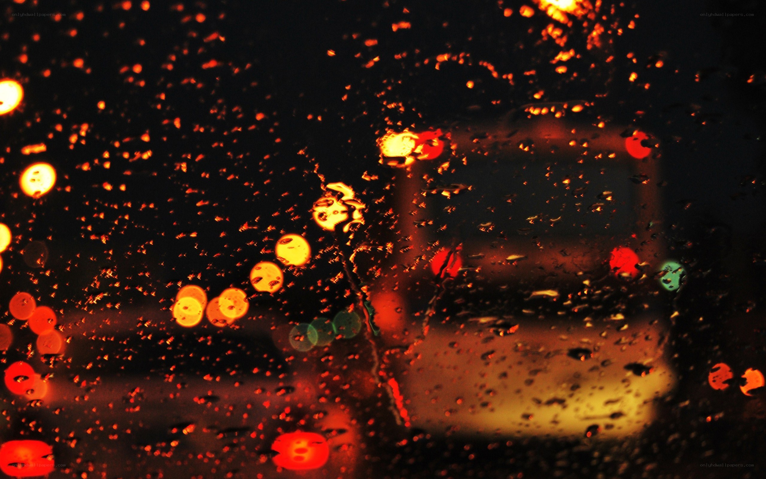 rainy night city lights