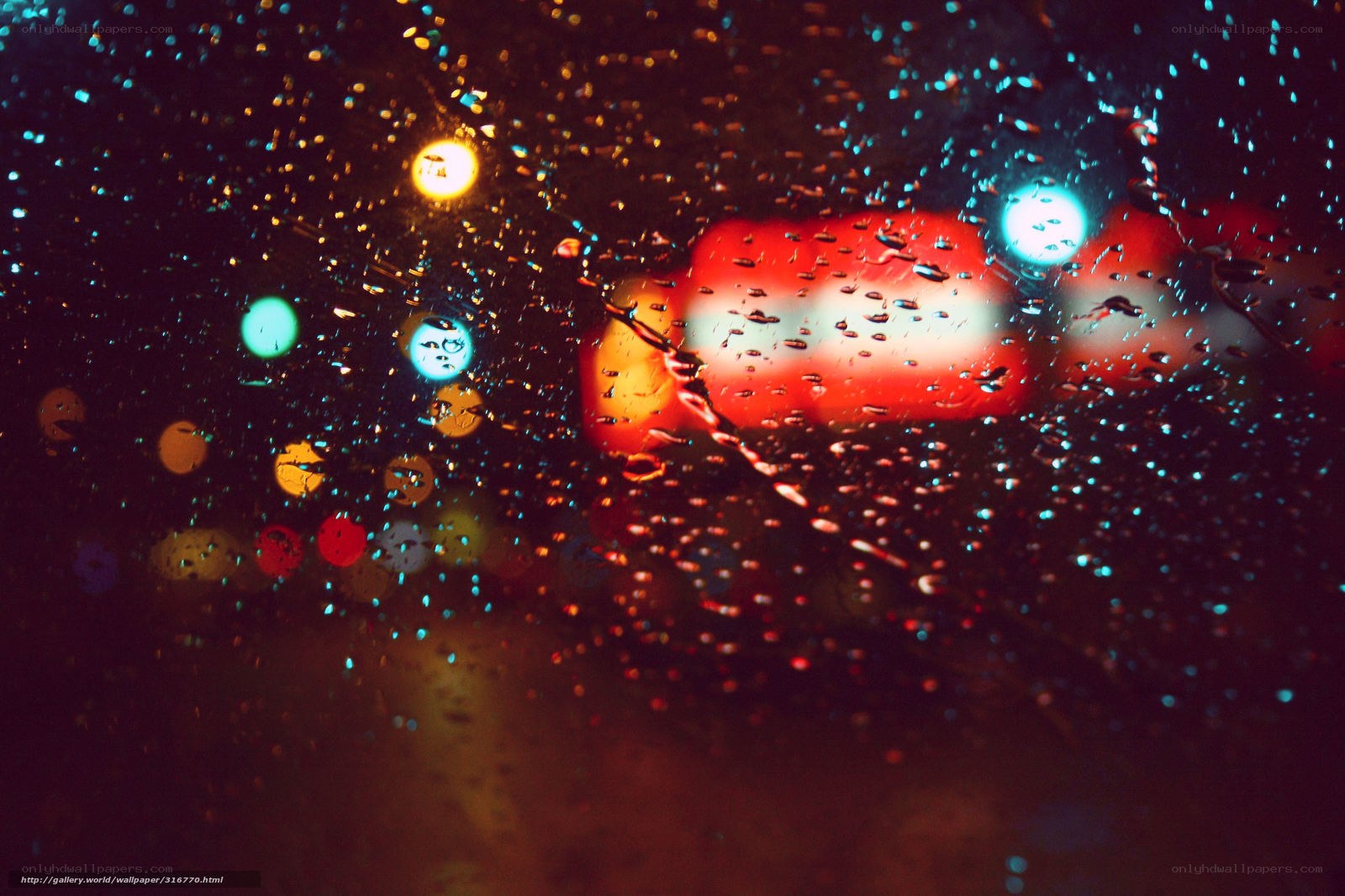 rainy night city lights