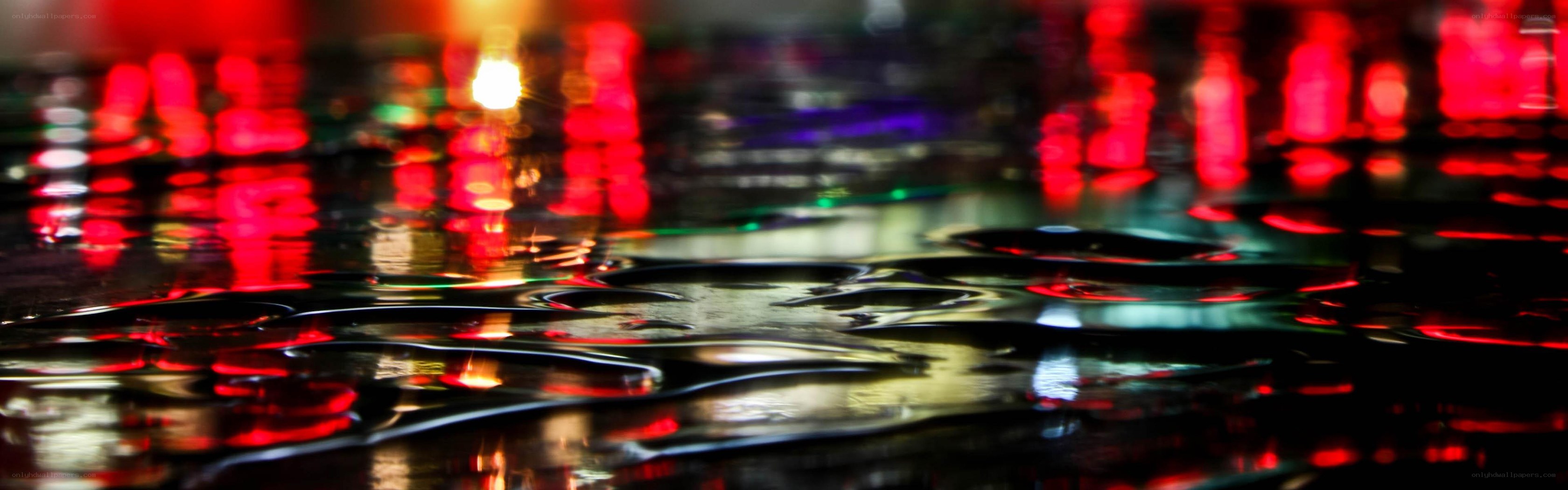 rainy night city lights