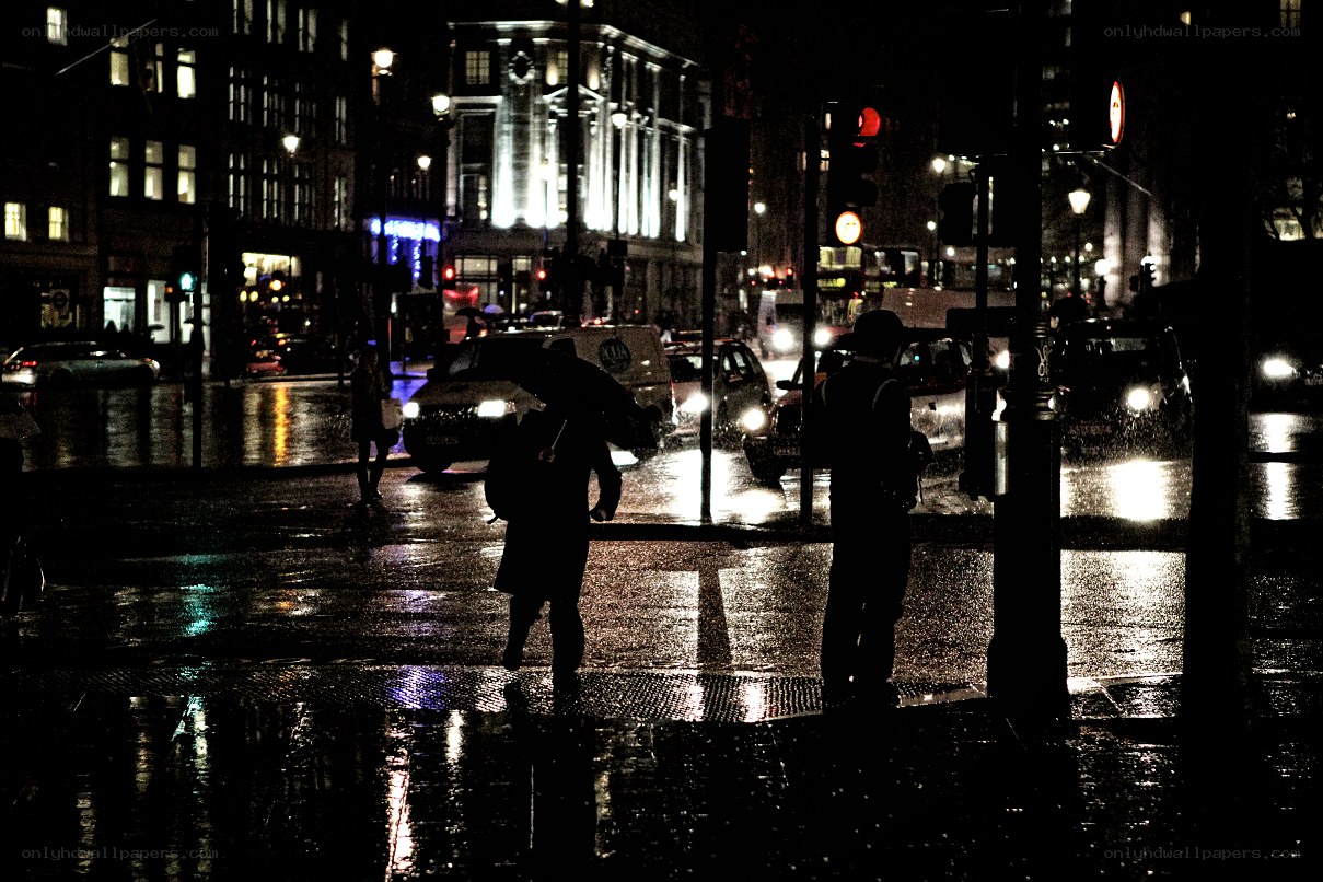 Rainy Night City Street
