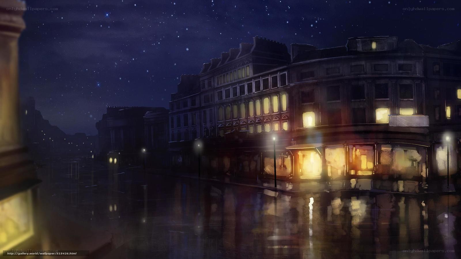 rainy night city street