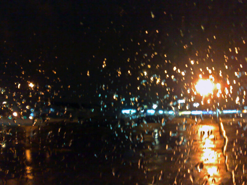 rainy night city view