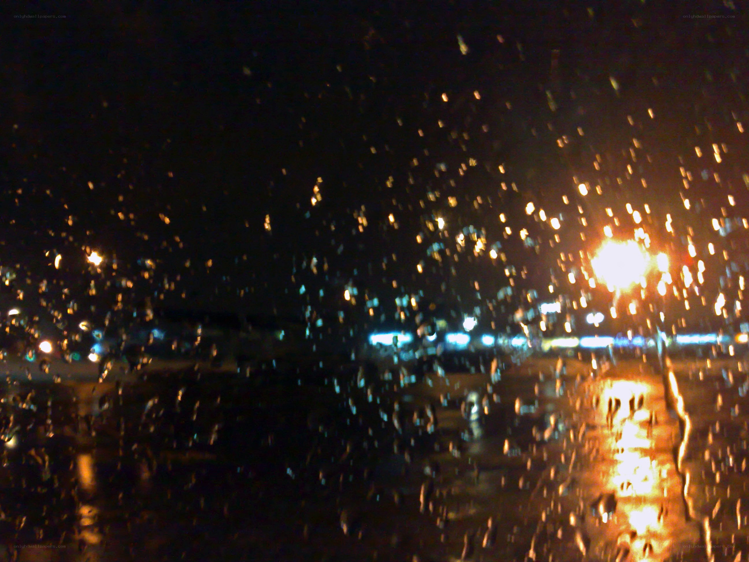 rainy night city view