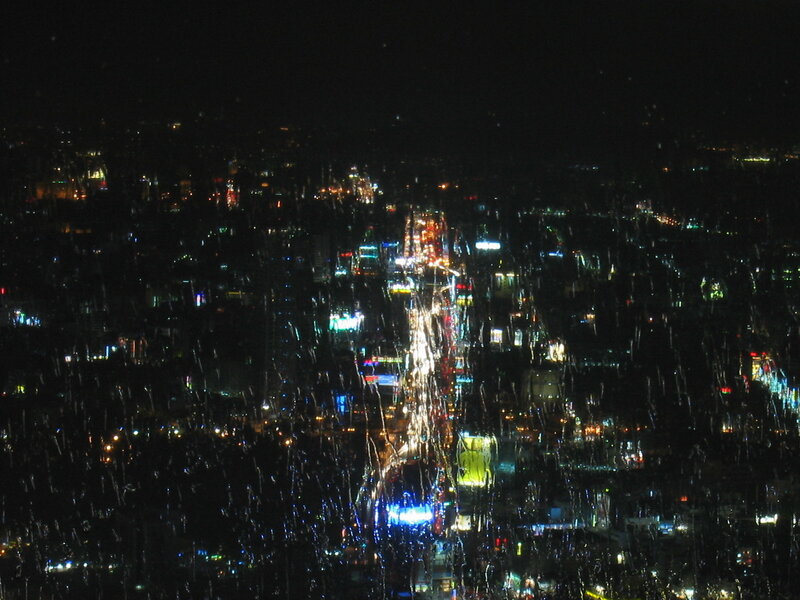 rainy night city view