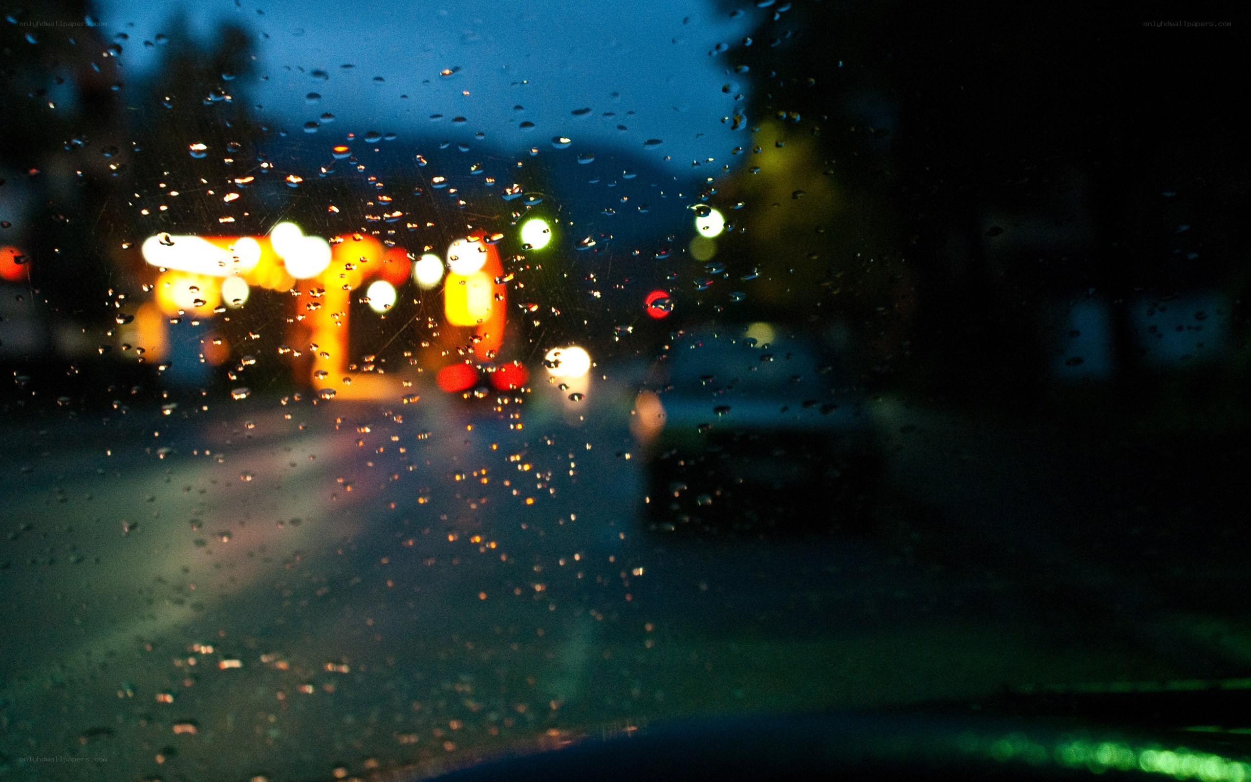 rainy night drive view