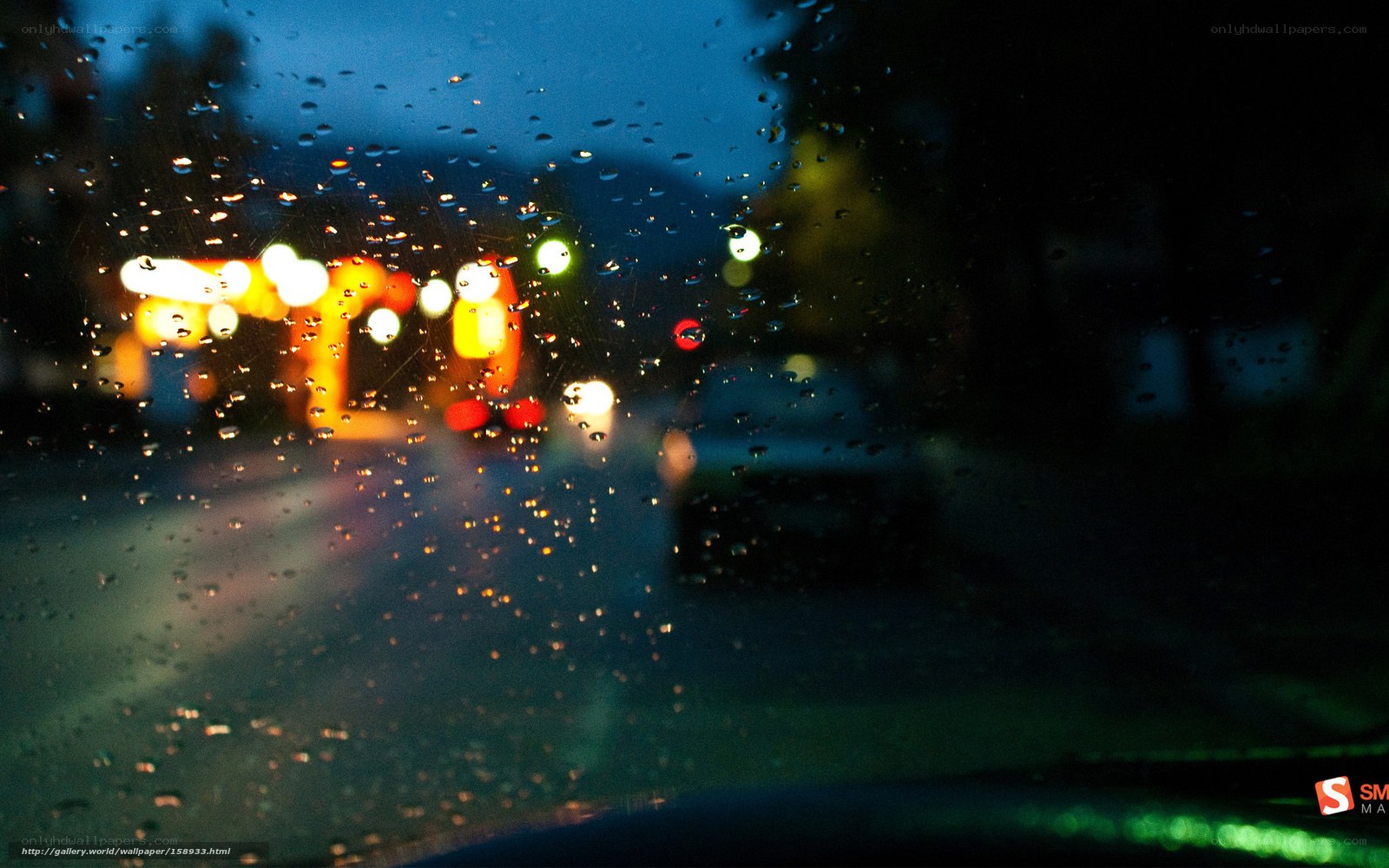 rainy night drive view