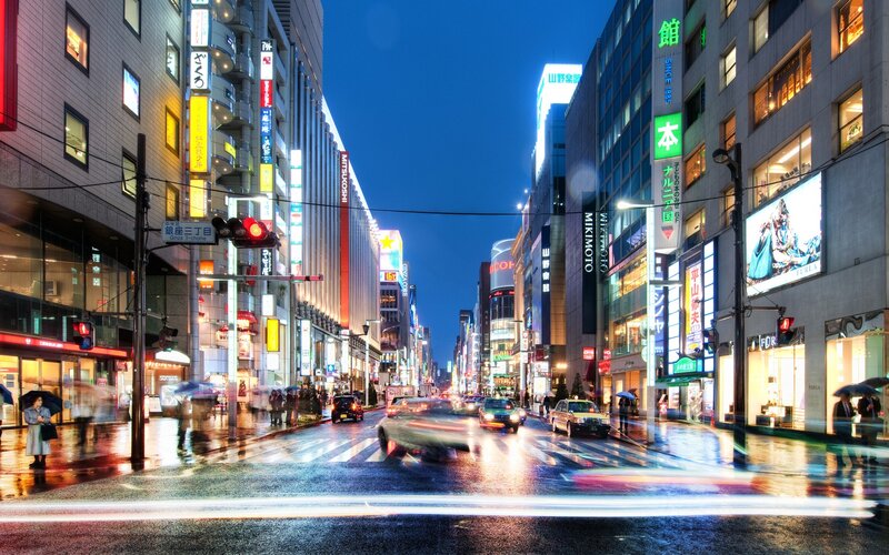 rainy night in a busy city