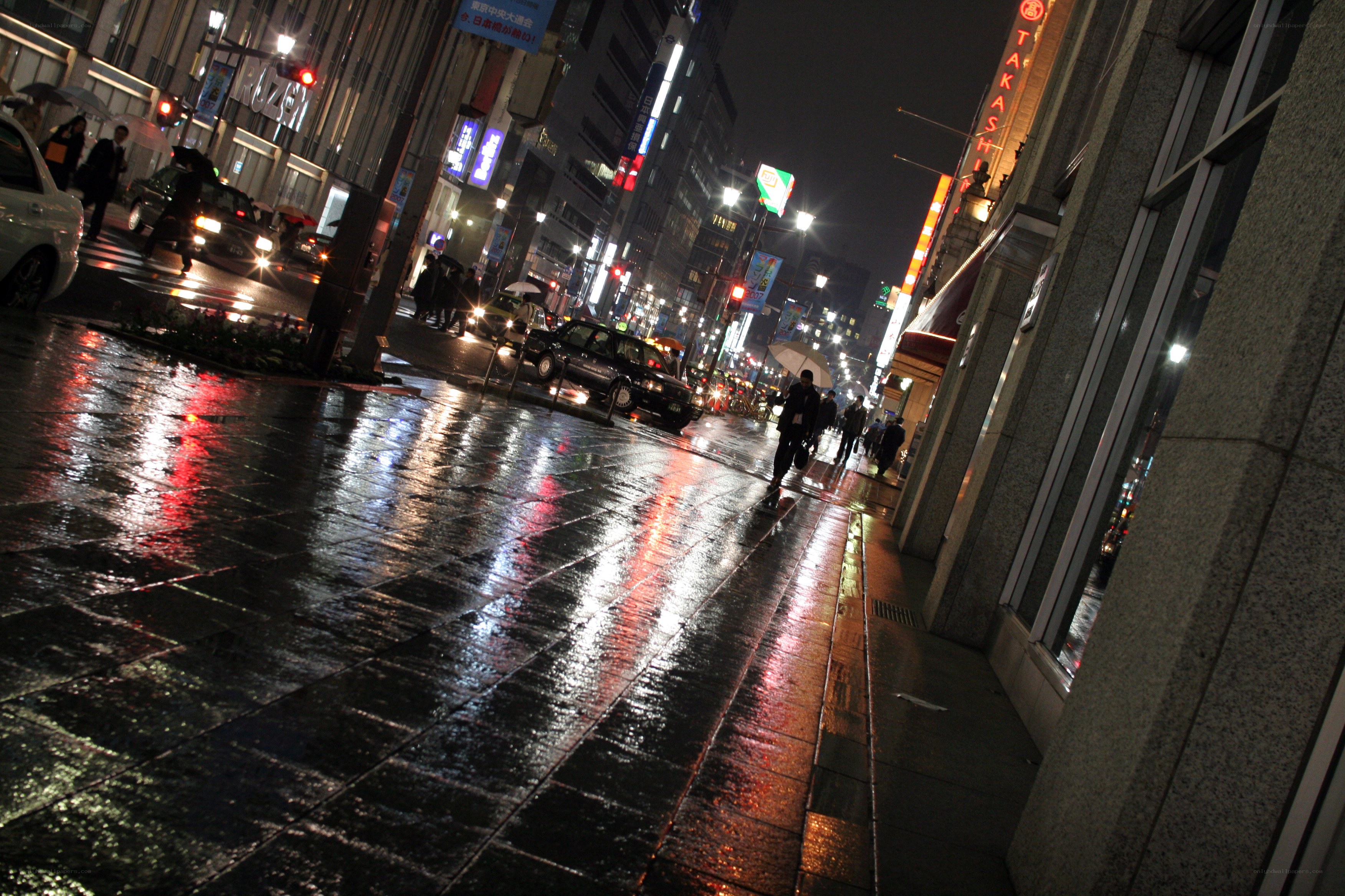 rainy night in a city