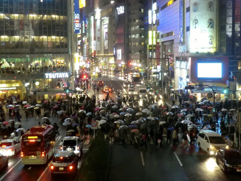 Rainy night in Tokyo's Shibuya