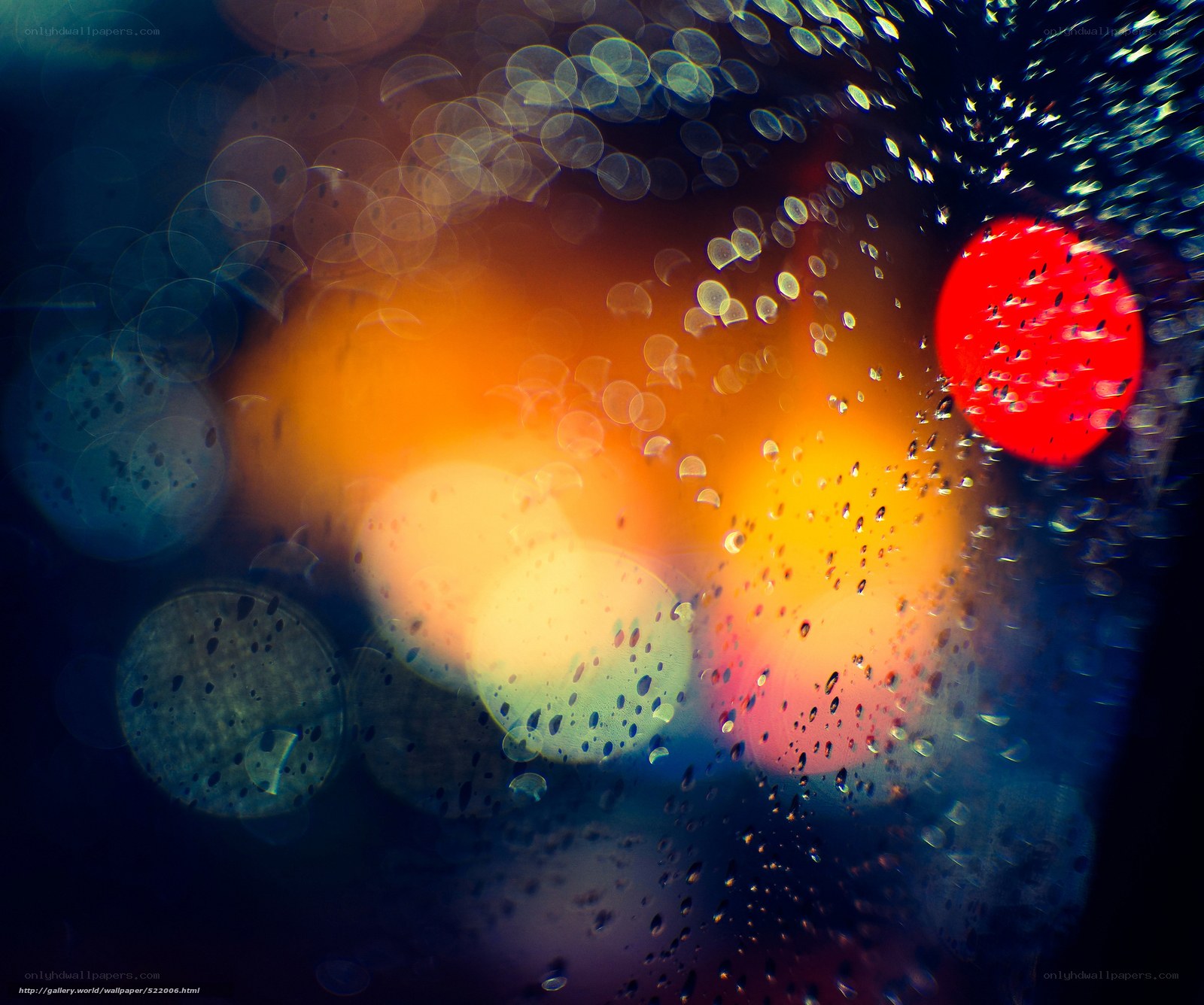 rainy night lights abstract