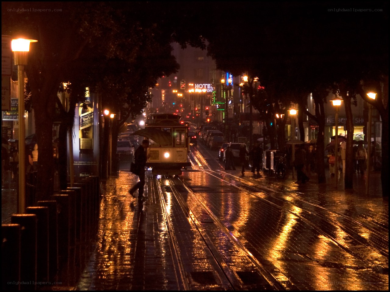 Rainy night on a city street