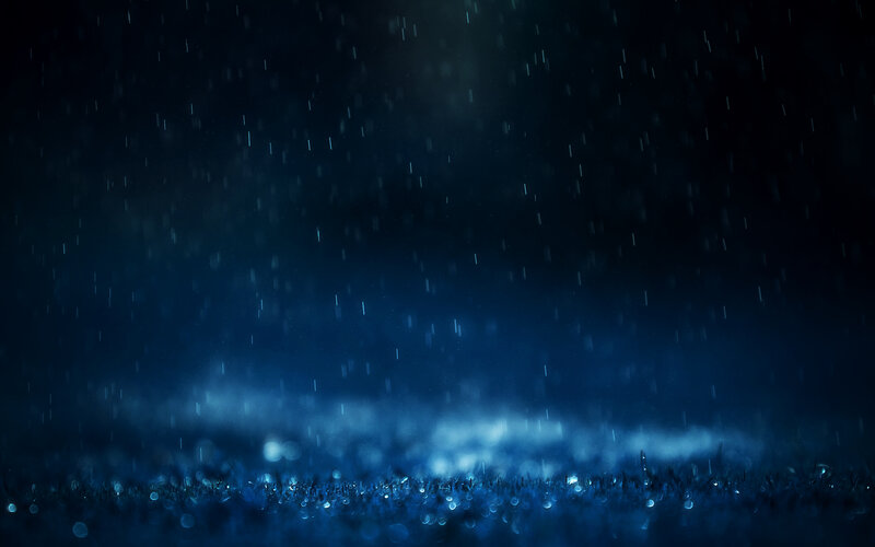 Rainy night on grass