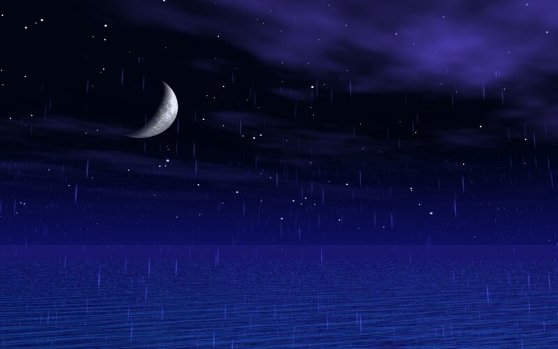 Rainy night over the ocean