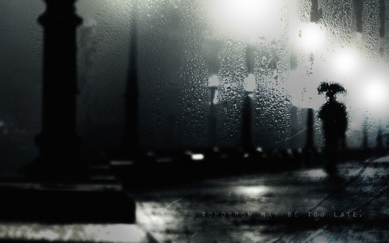 rainy night silhouette