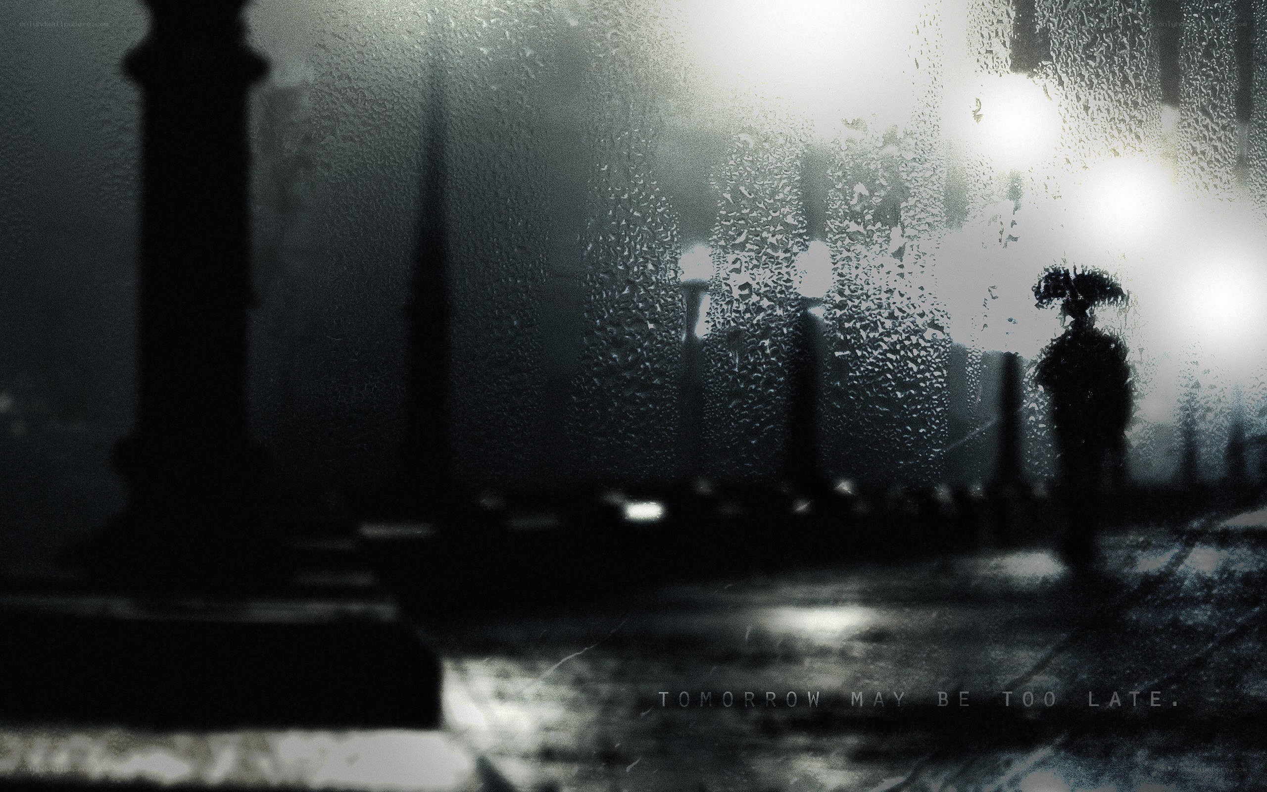 rainy night silhouette